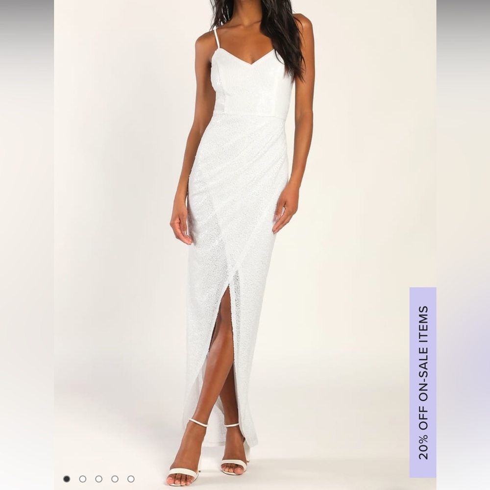 Sequin Faux-Wrap Bodycon Maxi Dress